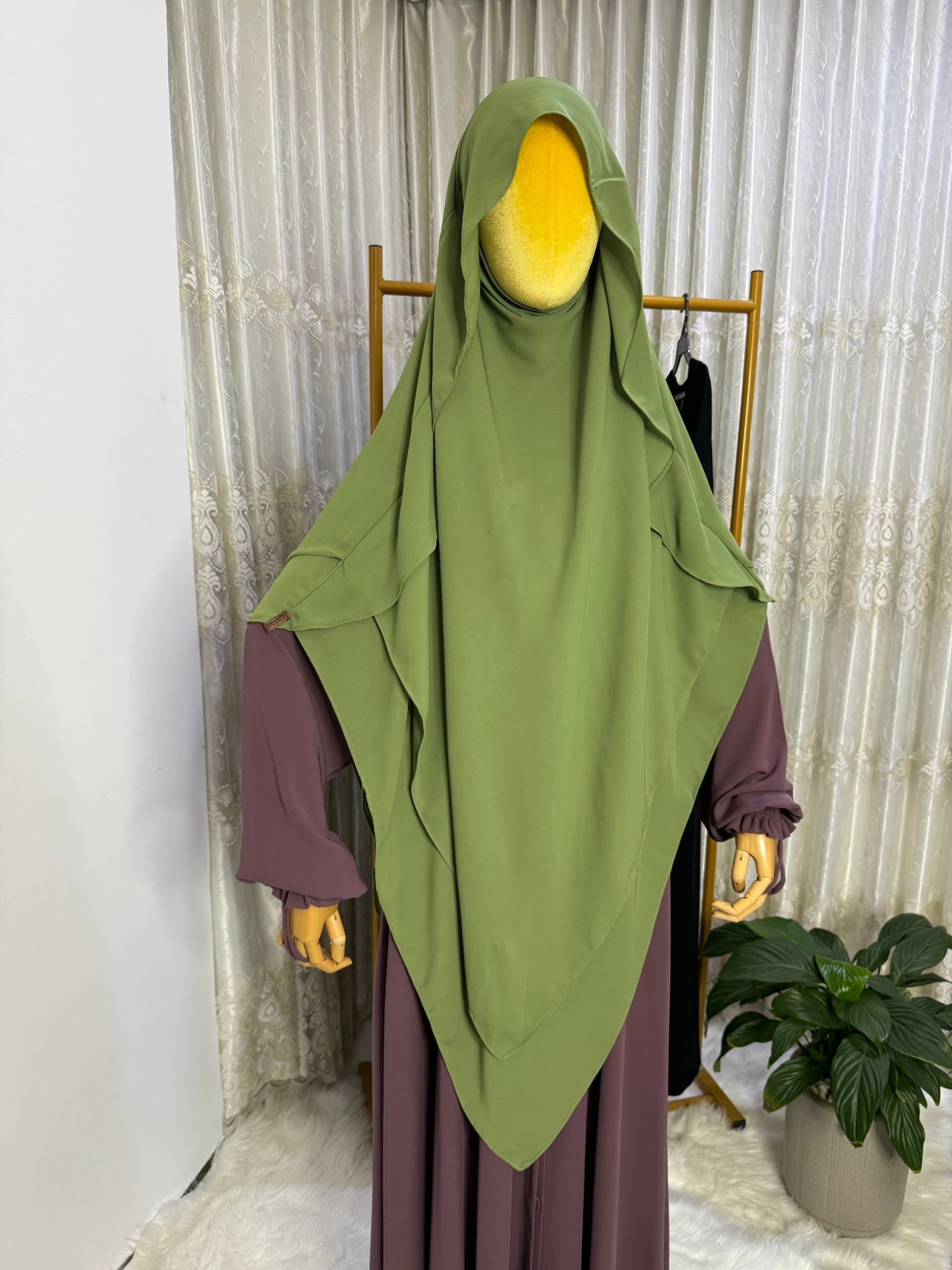 خمار تقى طويل طبقتين (مع نقاب)